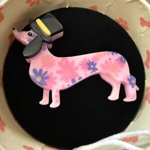 Erstwilder Dapper Dachsund Mini Brooch Pin Dressed to Impress! NIB